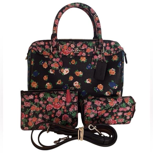 3 Piece / Coach Bennett Mini Floral Print Coated Canvas Satchel Set - Picture 2 of 13
